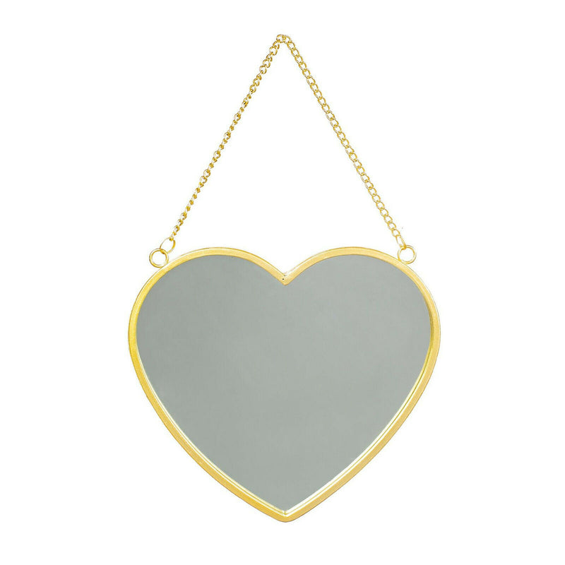 Sass & Belle Gold Heart Shaped Mirror Hanging Wall Bedroom Metal Chain Home