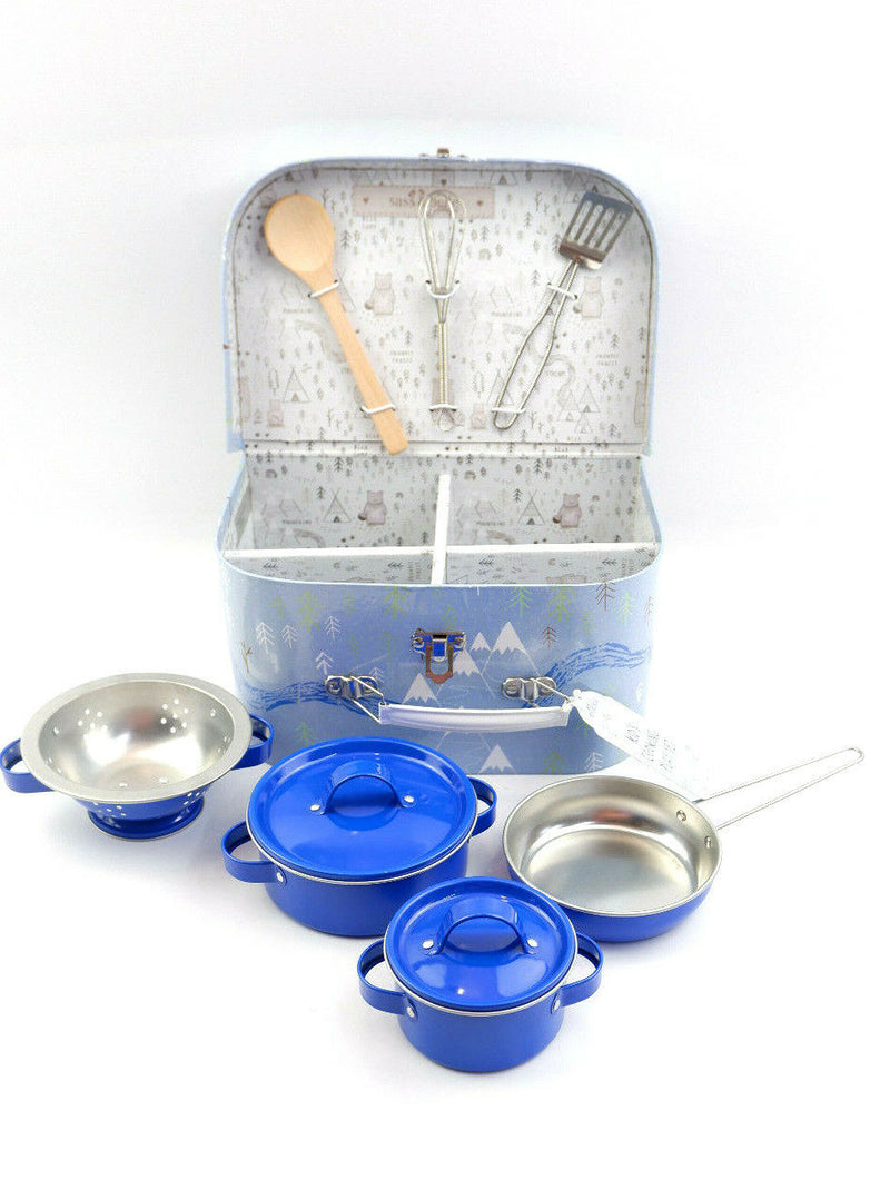 Sass and Belle Children Toy TeaSet Cooking set Kitchen Suitcase Metal Tin