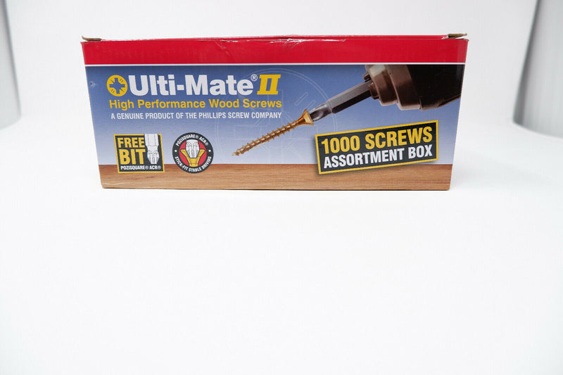 New Ulti-Mate II Stick-Fit Zinc & Yellow Plated Screw Assortment 1000 Pack, DIY