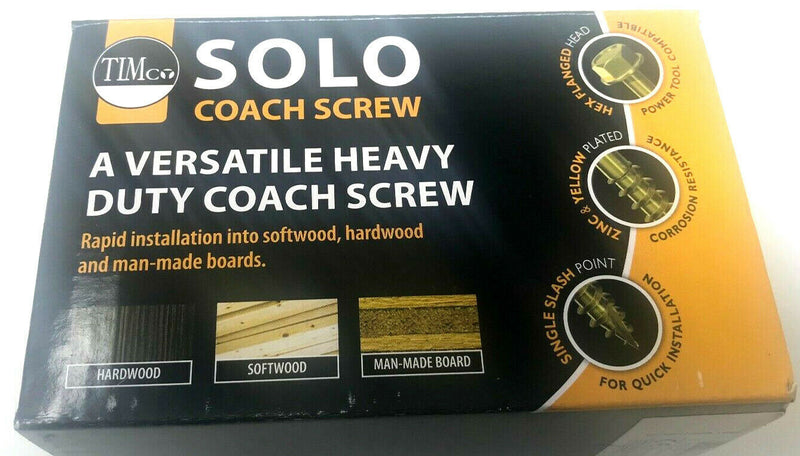 TRADE PACK TIMCO SOLO COACH SCREW HEX FLANGE HEAD YELLOW ZINC SLEEPER SCREWS