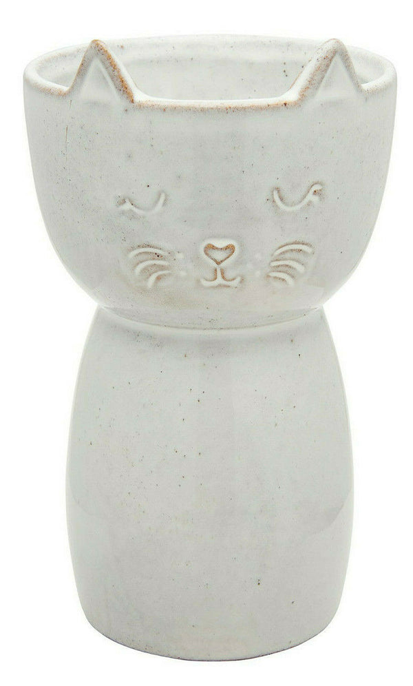 Sass & Belle Speckled Cat Shaped Ceramic Vase Flowers Gift Boxed Floral Home