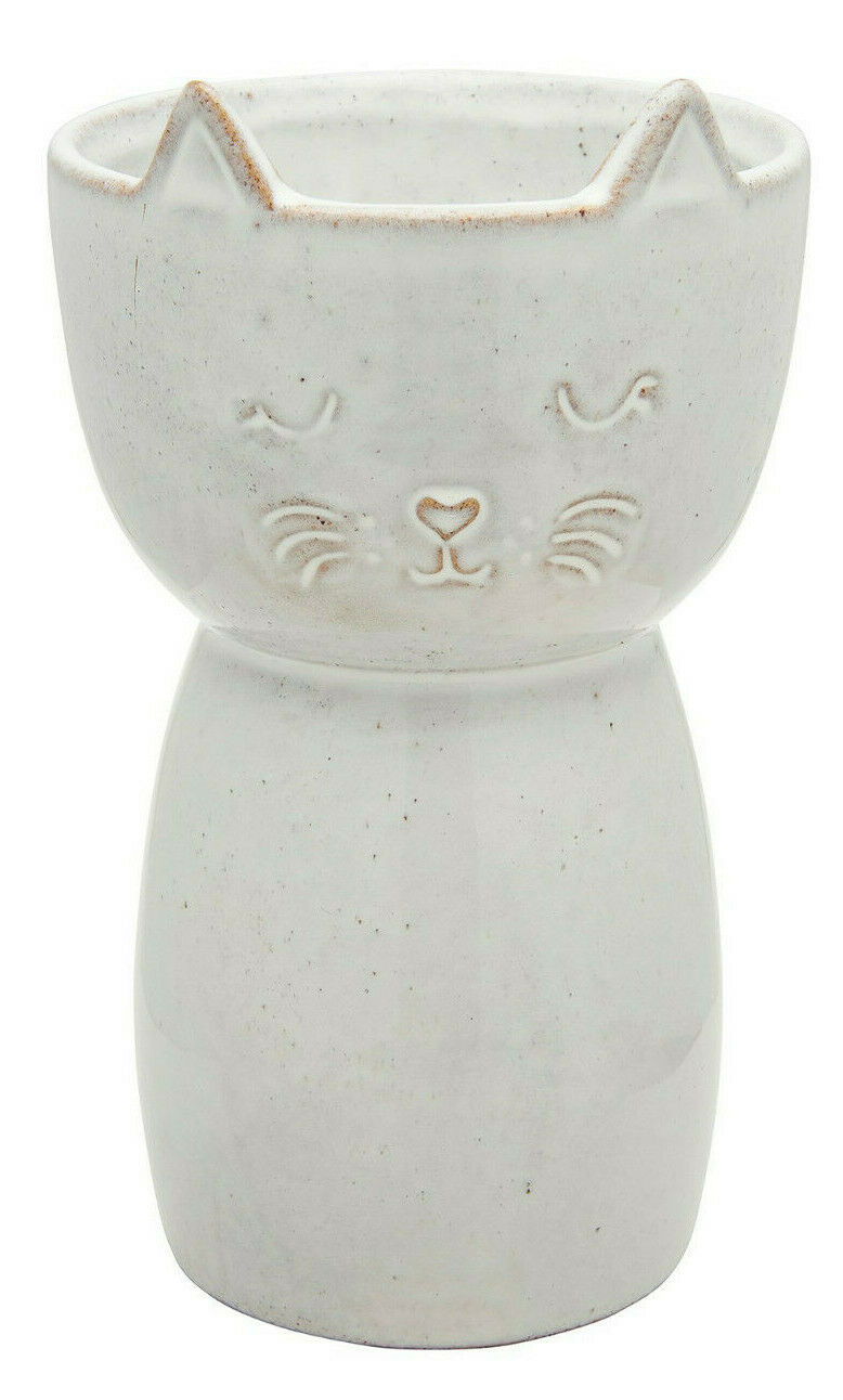 Sass & Belle Speckled Cat Shaped Ceramic Vase Flowers Gift Boxed Floral Home