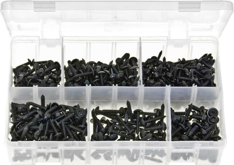 Assorted Self Tapping Screws Flanged Pan Head - TORX- Black - QTY 450 Pc kit box