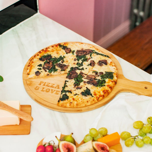 Sass & Belle Bamboo Circular Pizza Serving Board Wooden With Hole For Hanging