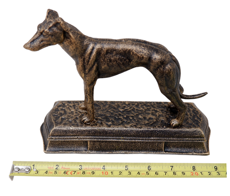 Cast Iron Greyhound Whippet Dog Statue Figure Trophy Fireplace Shelf Ornament