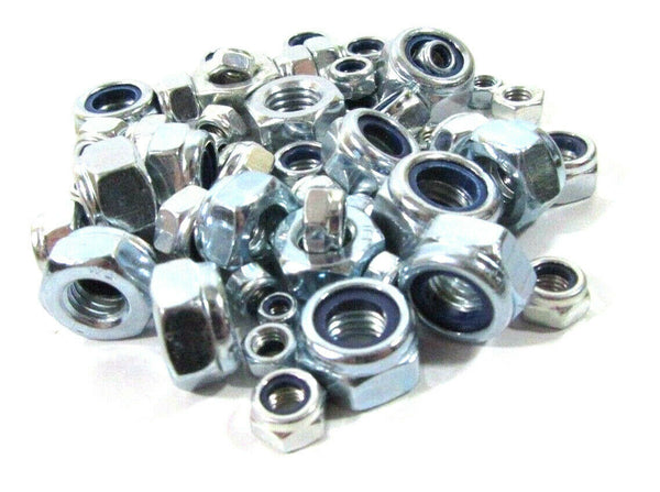 300 Grams Mixed Pack of Nyloc Nuts M4 M5 M6 M8 M10 M12 Assortment Mix Pack