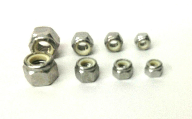 UNC A2 Stainless Steel Nyloc Nylon Lock Nuts - 1/4", 5/16" & 3/8" 1/2"