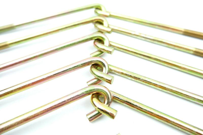 Pack of 10, M8 x 140mm J Bolts, Hook Bolts, Roofing Bolts & Nuts, Threaded 50mm
