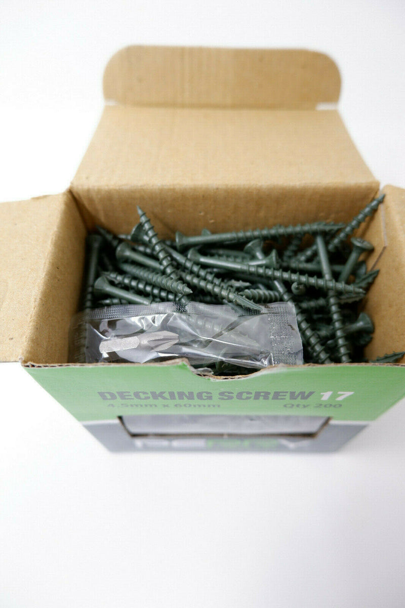 Green Decking Screws 50-75 mm Weather Treated Pozi Countersunk Fencing Fasteners