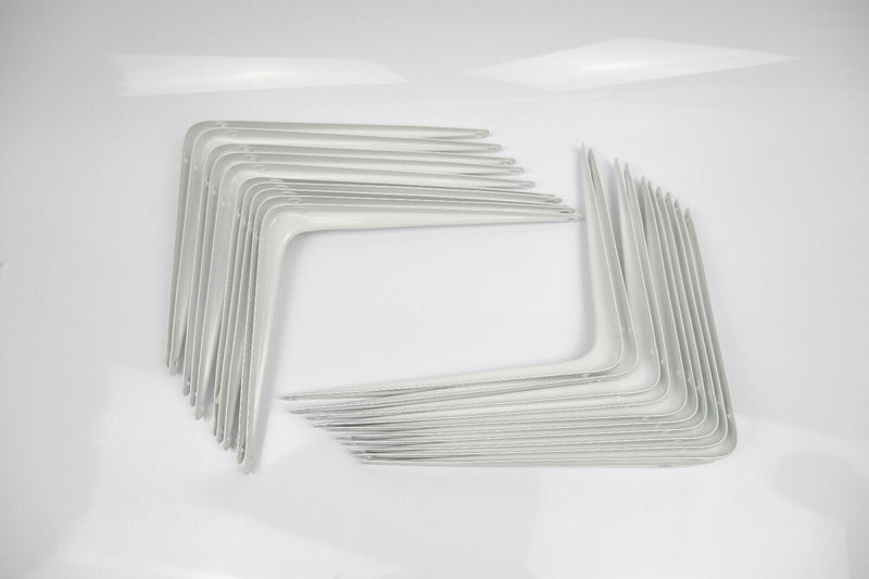 SHELF BRACKETS WHITE&GREY ASSORTMENT SIZES LONDON PATTERN METAL,TRIANGLE Pack20