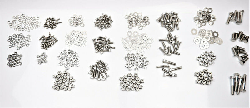 UNF 450+ Stainless Steel Hex Bolts, Nyloc Nuts & Washer Assorted Pack Kit A2