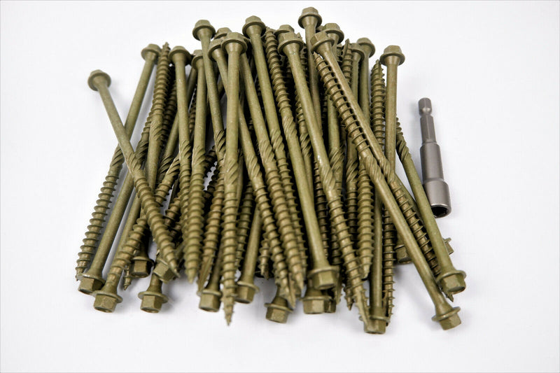 HEX HEAD LANDSCAPE SCREWS SLEEPER DECKING FIXING TIMBERFIX TIMBERLOK IN-DEX TYPE
