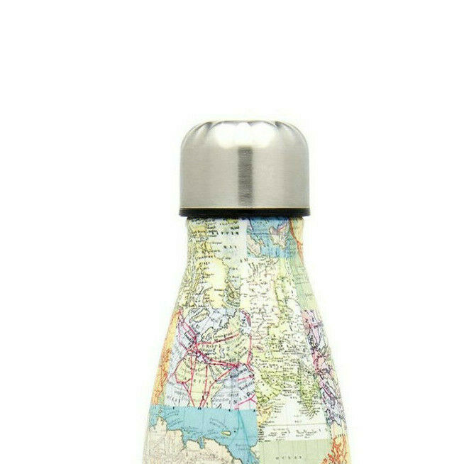 Sass & Belle Vintage Map Collage Stainless Steel Water Bottle Hot Cold Insulated
