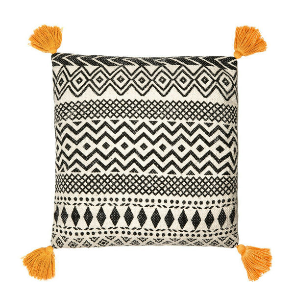 Sass & Belle Scandi Boho Geo Mustard Tassels Cotton Cushion Cover Home Decor