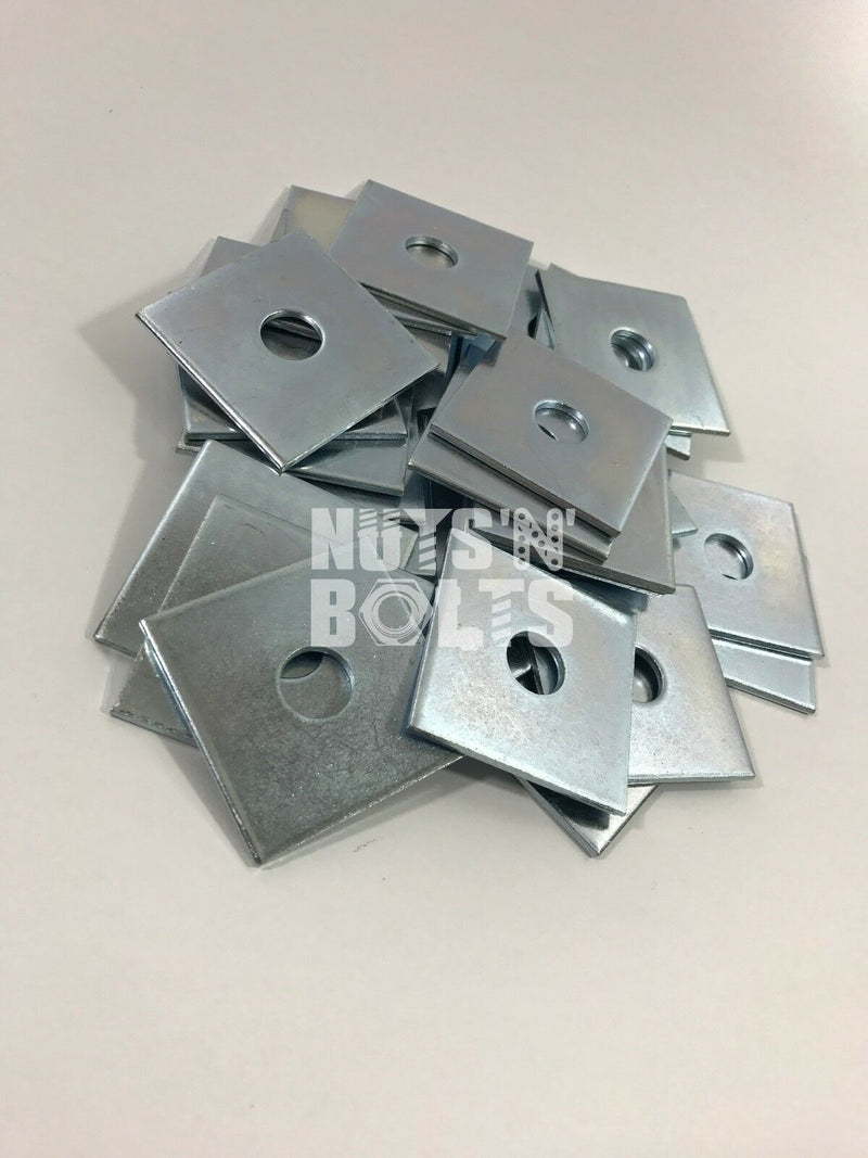 M12 x 50mm x 50mm x 3mm THICK SQUARE PLATE WASHERS ZINC PLATED