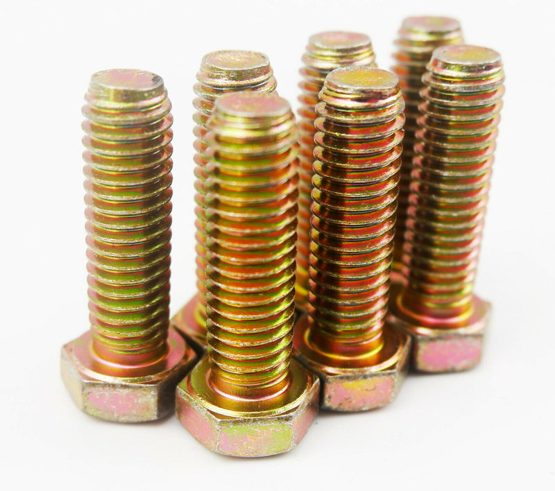 3/8 x 1 1/4 Unc Set Screws Fully Threaded Bolts Yellow Zinc Plated Pack of 10