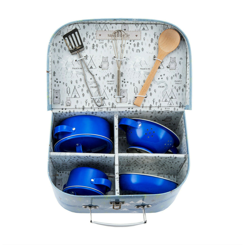 Sass and Belle Children Toy TeaSet Cooking set Kitchen Suitcase Metal Tin