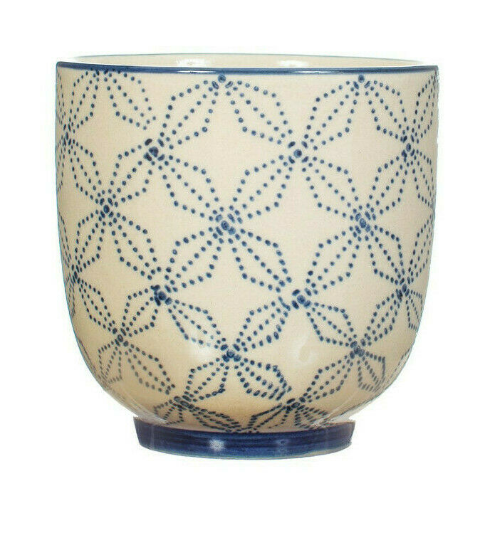 SASS & BELLE SASHIKO PATTERN CUPS YUNOMI ASSORTED SET OF 4 DINING KITCHEN TEA