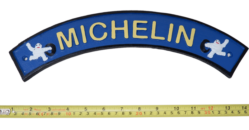Cast Iron Michelin Curved Blue Michelin Man Sign Wall Plaque Wall Garage Tyres