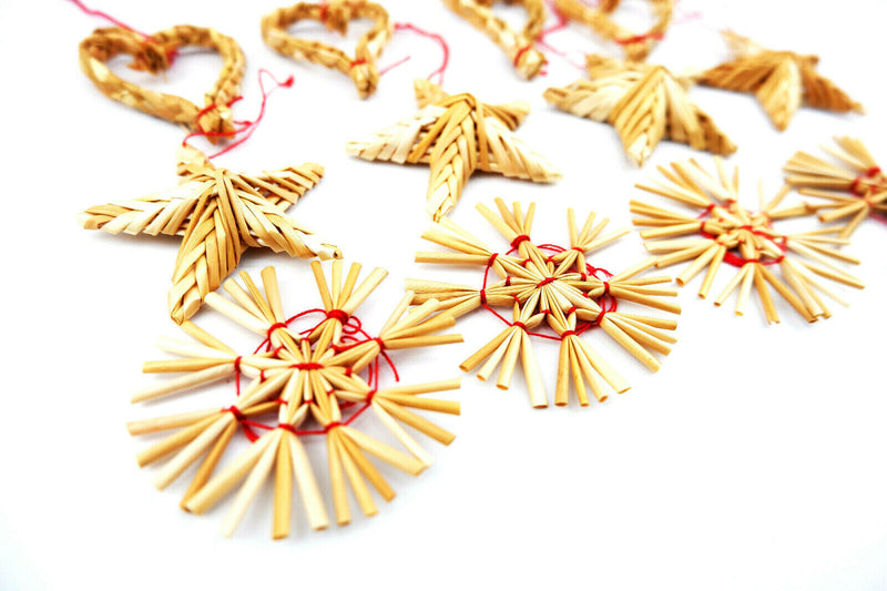 Traditional Straw Christmas Scandinavian Nordic Festive Decorations Set of 12