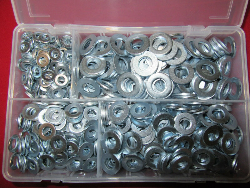 1,070 Piece M6 M8 M10 Assortment Kit box of Form A Thick Zinc Washers 6 8 10 mm