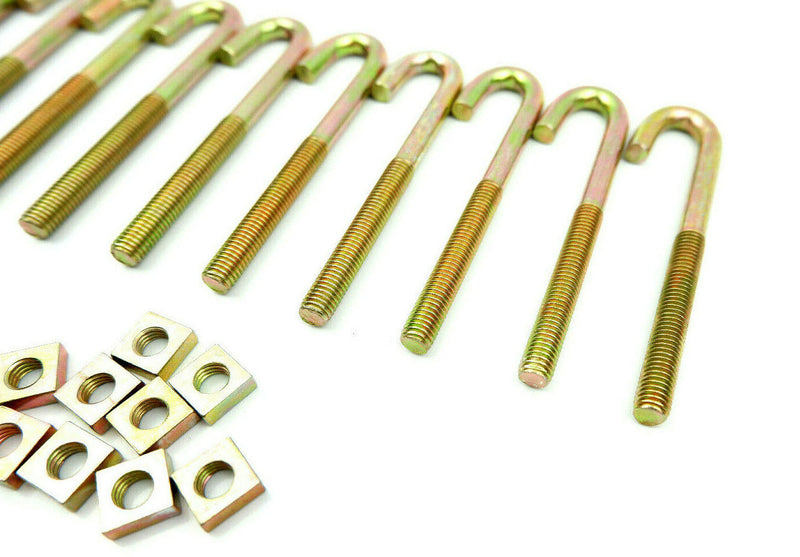 Pack of 10, M8 x 140mm J Bolts, Hook Bolts, Roofing Bolts & Nuts, Threaded 50mm