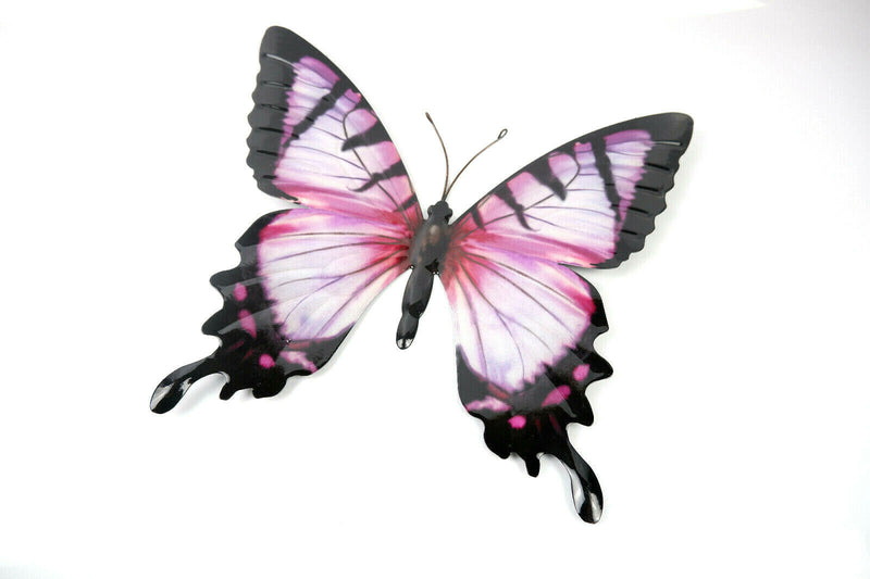 Large Metal Blue,Pink Butterfly-Garden Wall Hanging Art Ornament Indoor/Outdoor
