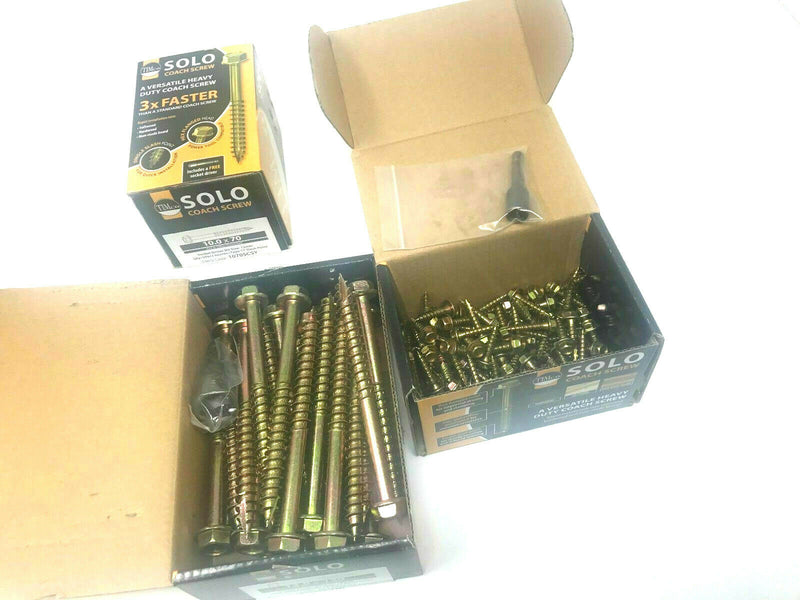 8 x 60 10 BOXES TRADE PACK TIMCO SOLO COACH SCREW HEX FLANGE HEAD SLEEPER SCREWS