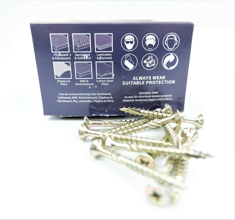 ForgeFix ForgeFast Elite Anti Split Wood Screws Yellow Boxed Pozi PZ 12-240mm