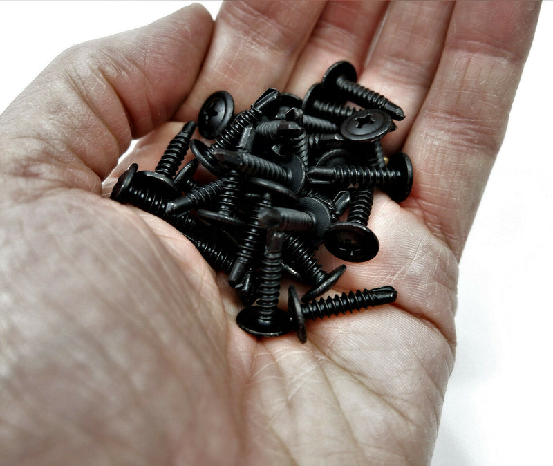 BLACK SELF DRILLING CAR INTERIOR PANEL SCREWS - SELF TAPPING ZINC