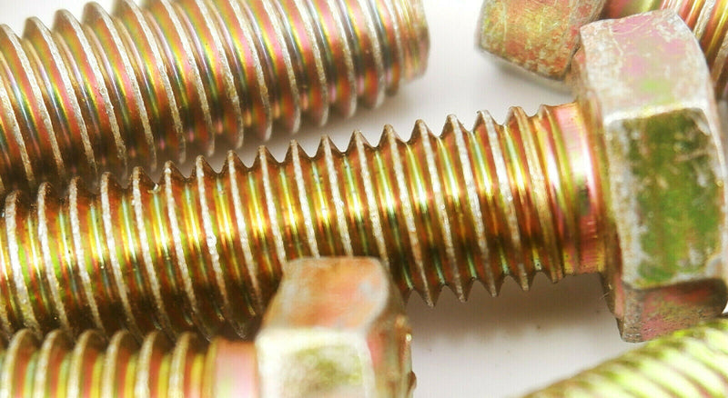 3/8 x 1 1/4 Unc Set Screws Fully Threaded Bolts Yellow Zinc Plated Pack of 10