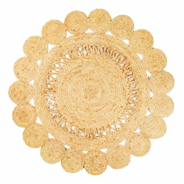 Sass and Belle Natural Jute Flower Rug Floor Carpet 91CM Width