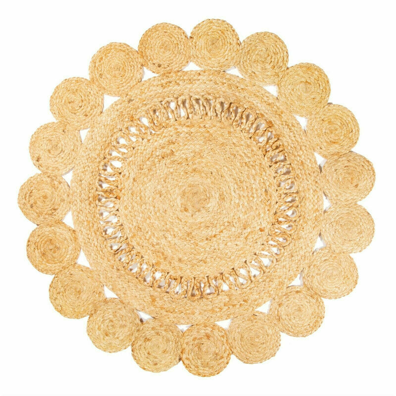 Sass and Belle Natural Jute Flower Rug Floor Carpet 91CM Width