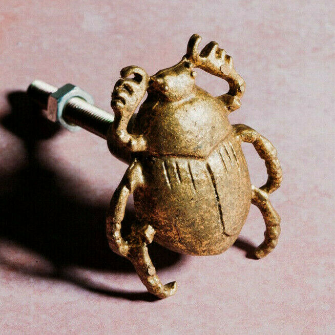 1 Gold Scarab Beetle Insect Drawer Knob Cabinet Handle Door Pull Pewter Gold