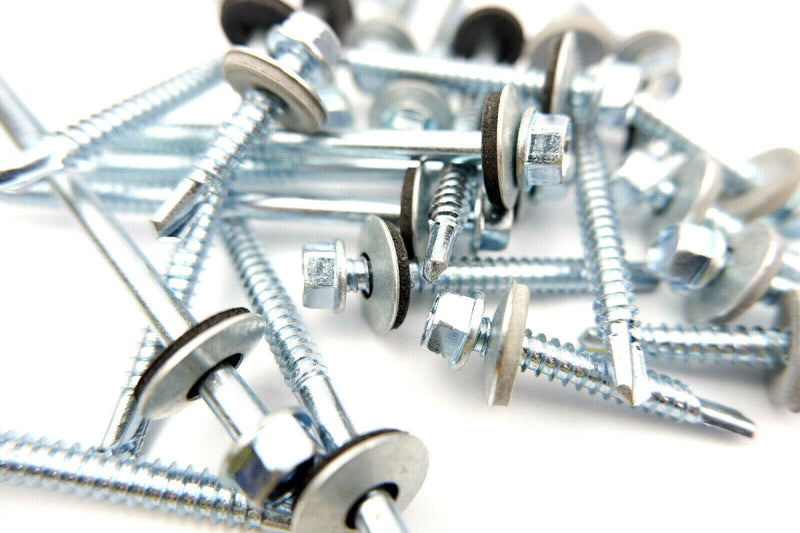 TEK SELF DRILLING SCREWS WITH SEALING WASHERS ZINC PLATED FOR METAL ROOFING CR3