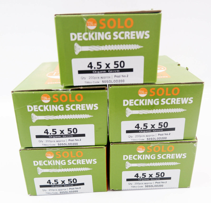 TIMco GREEN DECKING SCREWS 4.5 x 50mm COATED POZI COUNTERSUNK CSK EXTERIOR PZ2