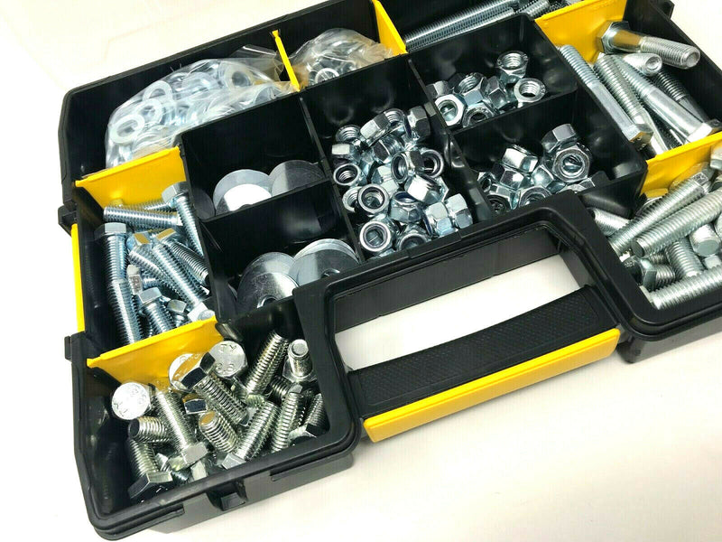 555-Piece Grade 8.8 M10 (10mm) Metric Nuts, Bolts & Washers Assortment Kit - Zinc Plated, Hex Head