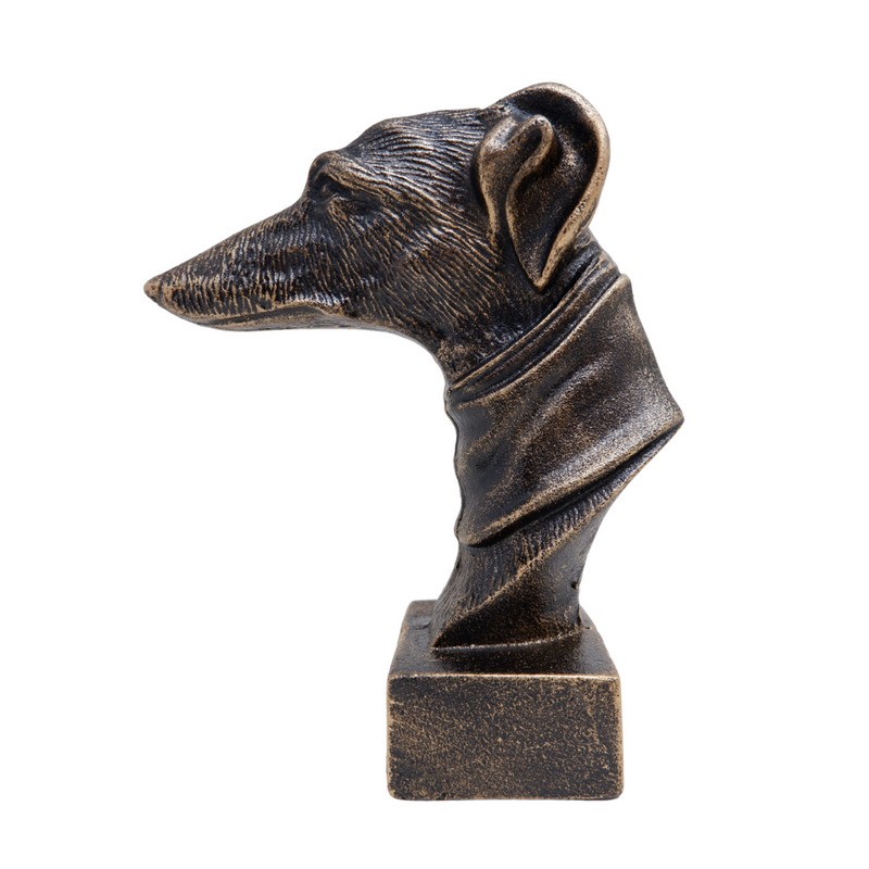 Cast Iron Greyhound Head Whippet Dog Statue Fireplace Ornament Book End Gift