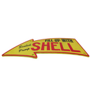Cast Iron Fill Up With Shell Curved Arrow Sign Wall Plaque Garage Petrol Logo