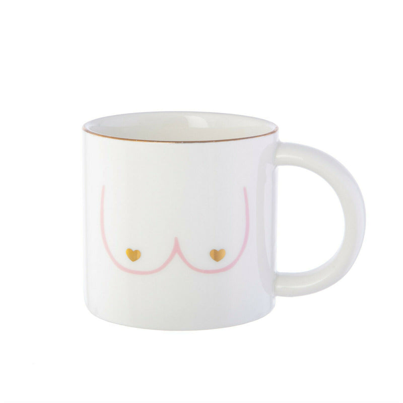 Sass & Belle Girl Power Boobie Gold Ceramic Mug Gift Boxed 315ml Coffee Tea Cup