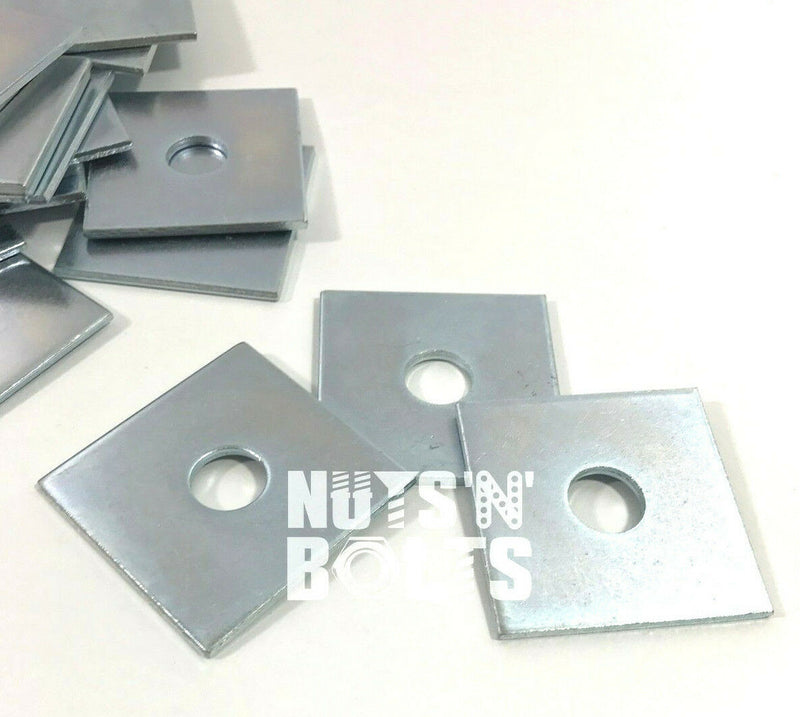 M10 & M12 50mm x 50mm x 3mm THICK SQUARE PLATE WASHERS ZINC PLATED