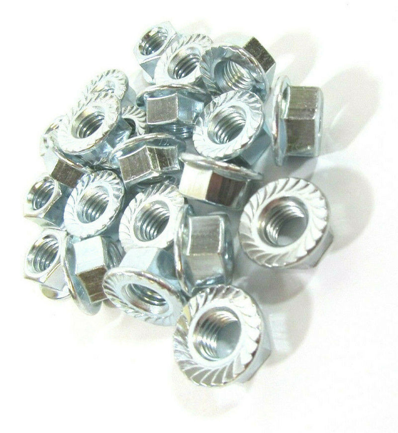 M10 10mm ZINC PLATED HEX SERRATED FLANGE NUTS NUT BZP DIN 6923 BW