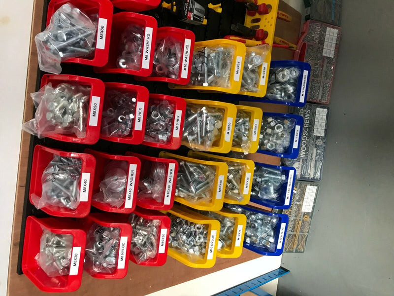 1,830 PIECE M8, M10, & M12 Nut, Bolt & Washer Workshop Assortment Refill Kit