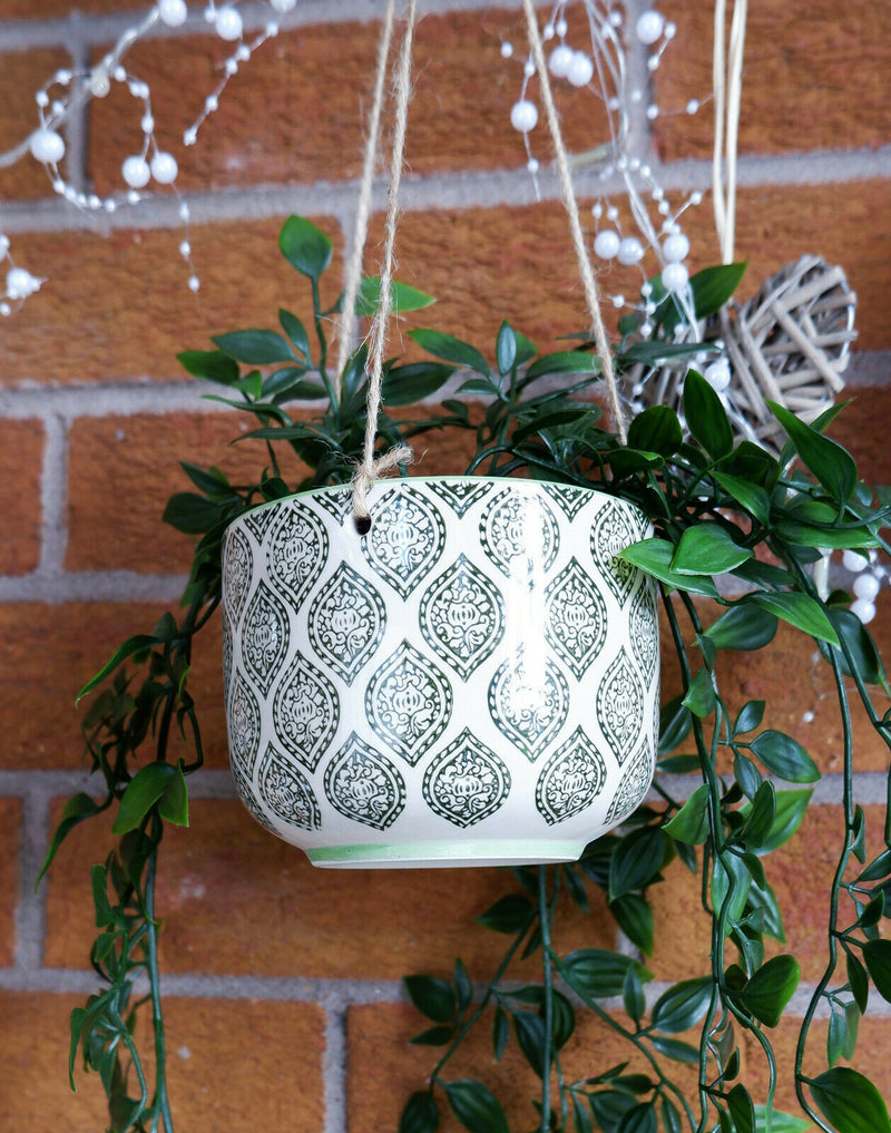 Set of 3 Hanging Ceramic Flower Plant Pot House Indoor Outdoor Houseplant Garden