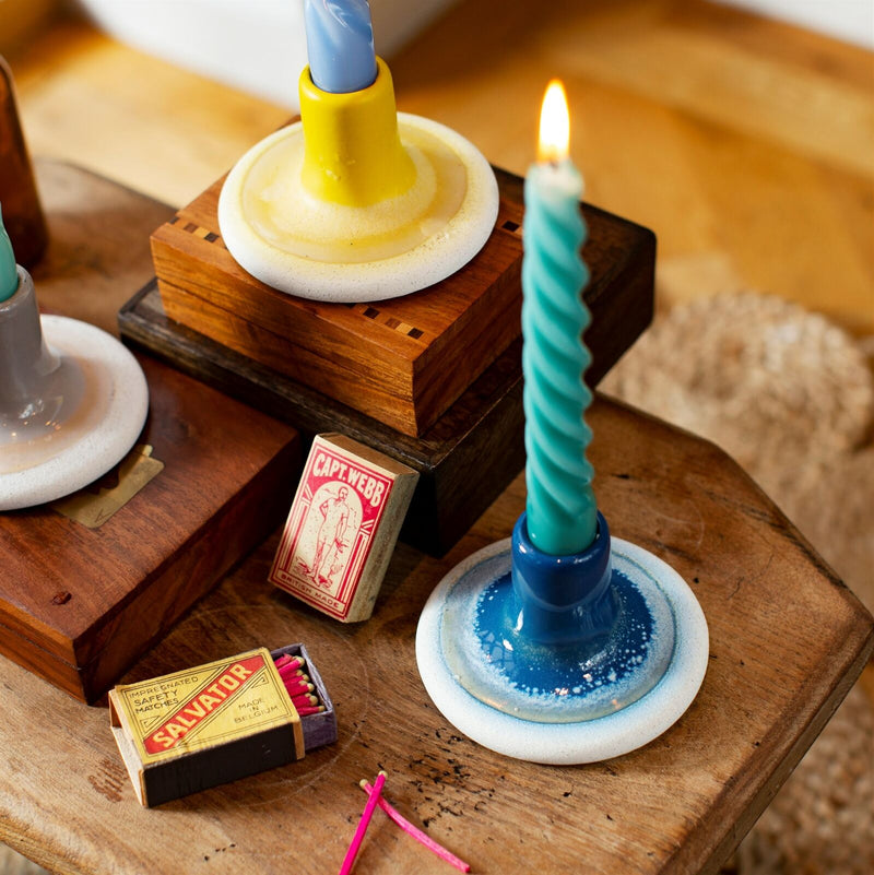 Sass & Belle Mojave Glaze Candlestick Holder Rustic Texture Various Colours