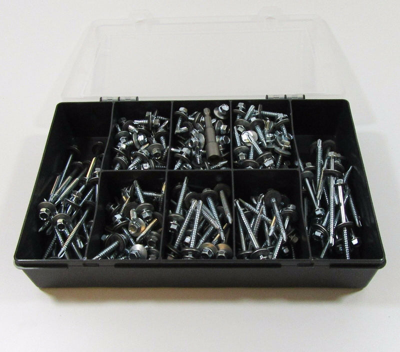 270 pc Self Drilling Screw Set Hex Head with sealing washer CR3 Zinc Assortment