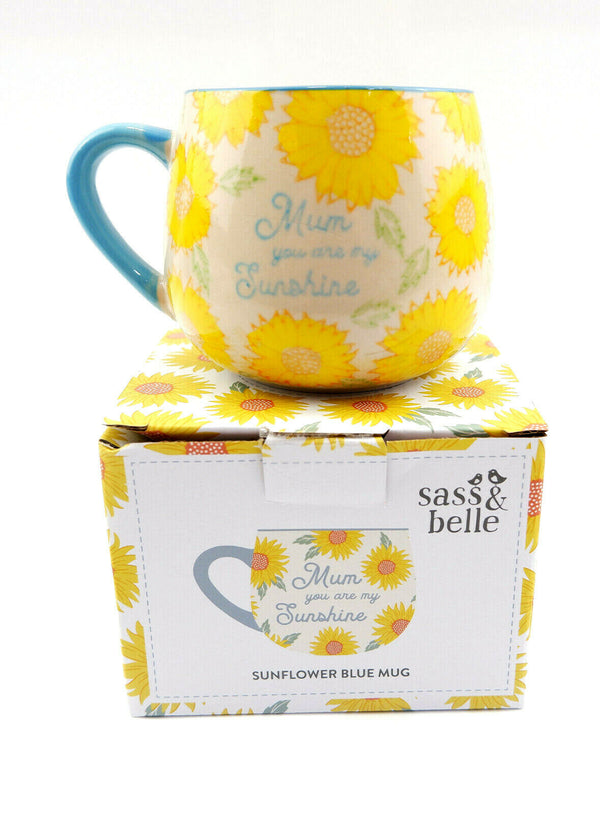Mum Mummy Mam Day Sunflower You Are My Sunshine Bright Blue Mug Cup Tea Coffee