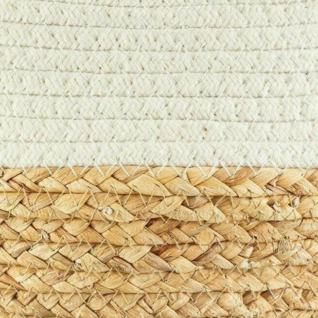 Sass and Belle Bohemian White Dip Rope & Grass Basket Storage Home Living Room