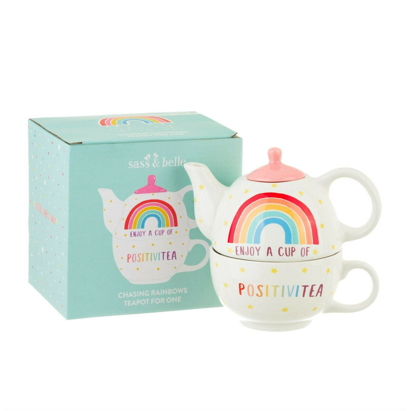 Sass & Belle Rainbow Positivitea Tea For One New Home Kitchen Dining Teapot