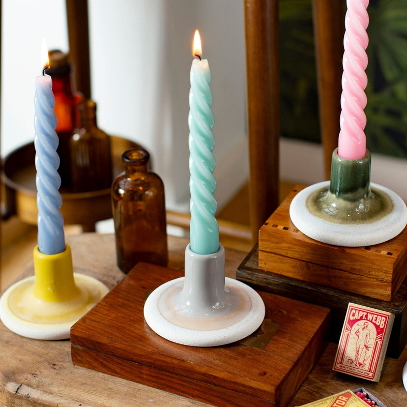 Sass & Belle Mojave Glaze Candlestick Holder Rustic Texture Various Colours
